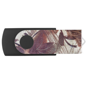 Abstract Brown Floral Design 1 USB Flash Drive