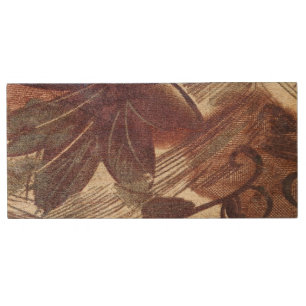 Abstract Brown Floral Design 1 Wood USB Flash Drive