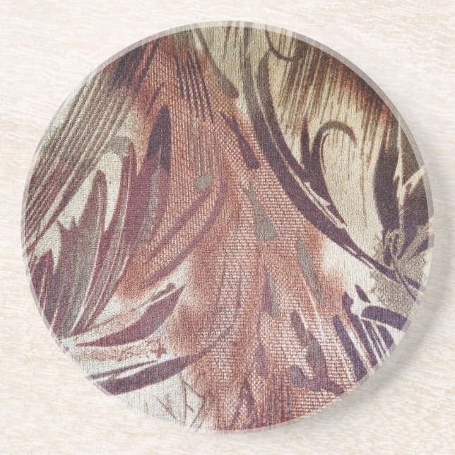 Abstract Brown Floral Design 2 Coaster (Front)