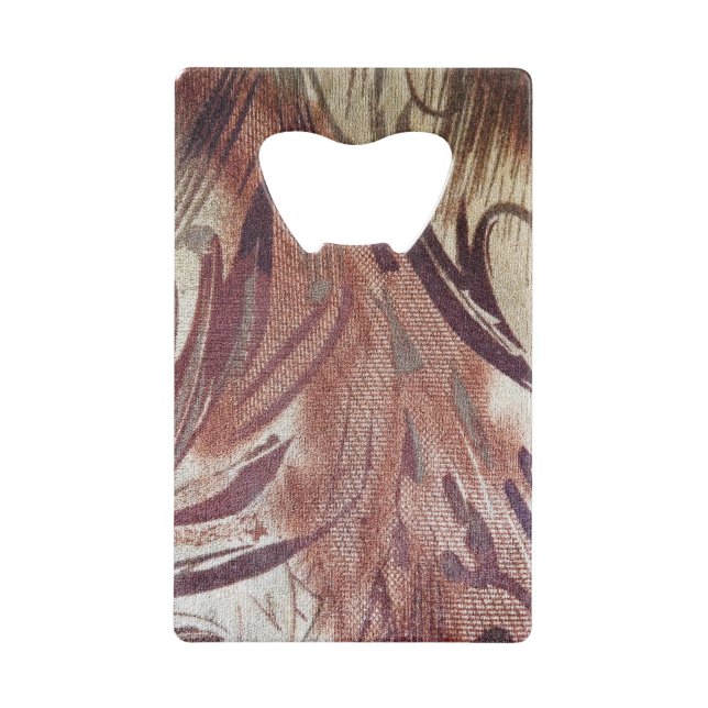 Abstract Brown Floral Design 2 Credit Card Bottle Opener (Front)