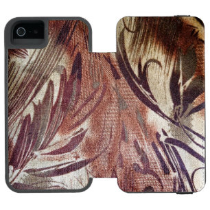 Abstract Brown Floral Design 2 Wallet Case For iPhone SE/5/5s