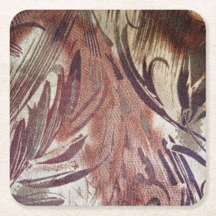 Abstract Brown Floral Design 2 Square Paper Coaster