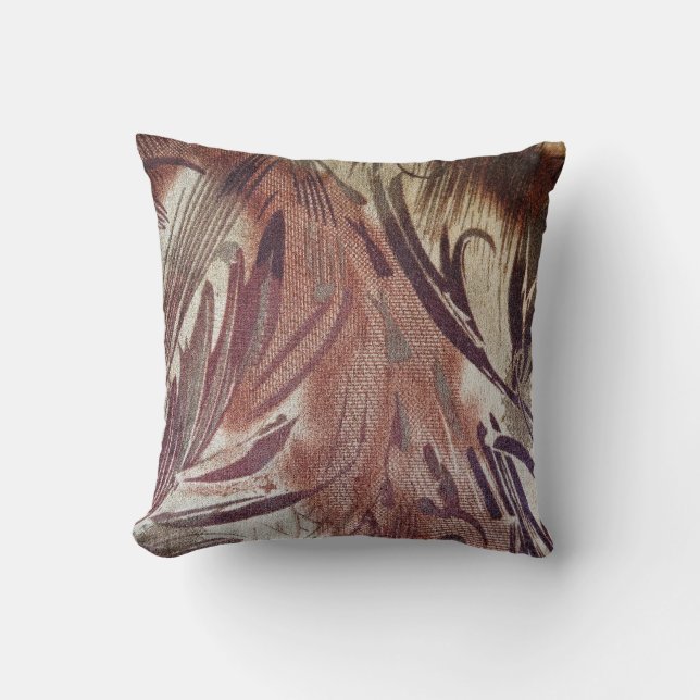 Abstract Brown Floral Design 2 Throw Pillow (Front)