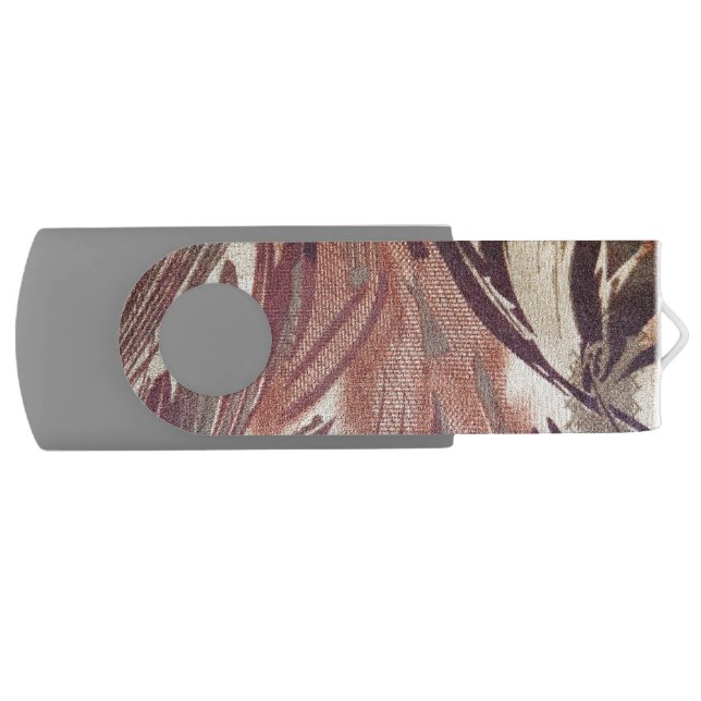 Abstract Brown Floral Design 2 USB Flash Drive (Front)