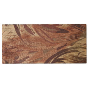 Abstract Brown Floral Design 2 Wood USB Flash Drive