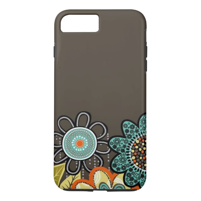 Abstract Brown Flowers iPhone 7 Plus Tough Case (Back)