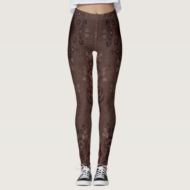 Abstract brown flowers with gold leggings (Front)