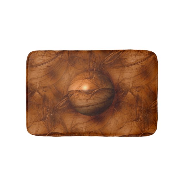 Abstract Brown Globe Bathroom Mat (Front)