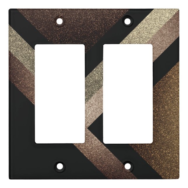 Abstract Brown, Gold and Black Design Light Switch Cover (Front)