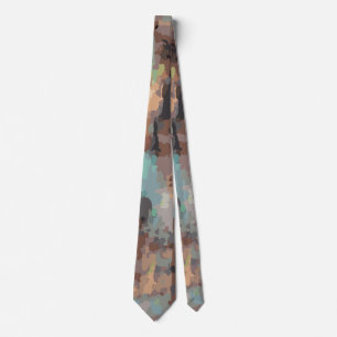 Abstract brown,gray,orange,taupe,blue teal,cyan neck tie