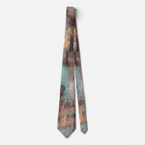 Abstract browngrayorangetaupeblue tealcyan  neck tie