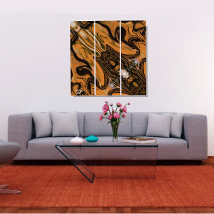 Abstract Brown Marble Liquified Triptych Art