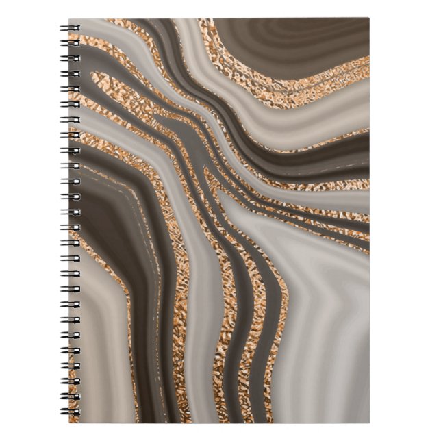 Abstract brown marble with gold texture notebook (Front)
