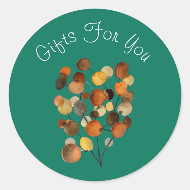 Abstract brown on teal Gift business branding Classic Round Sticker (Front)