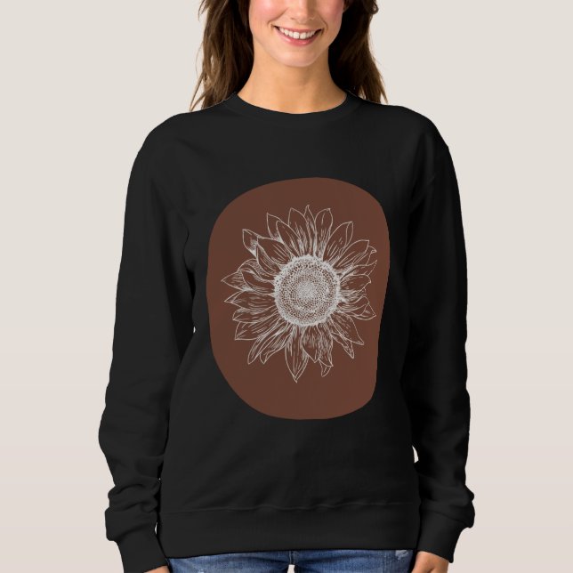 Abstract Brown Pastel Boho Sunflower Minimalistic  Sweatshirt (Front)