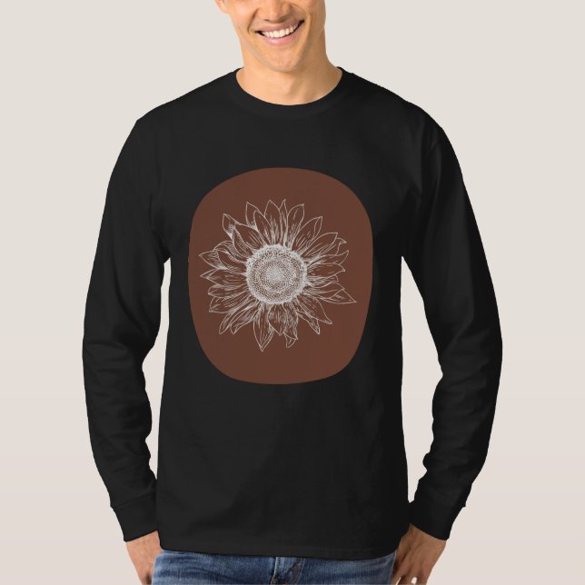 Abstract Brown Pastel Boho Sunflower Minimalistic  T-Shirt (Front)