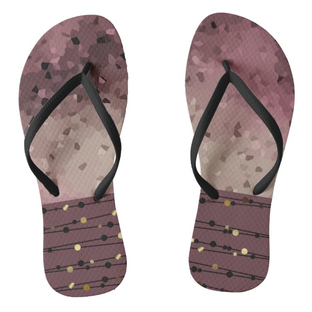 Abstract, brown, pink, pink-brown flip flops (Footbed)