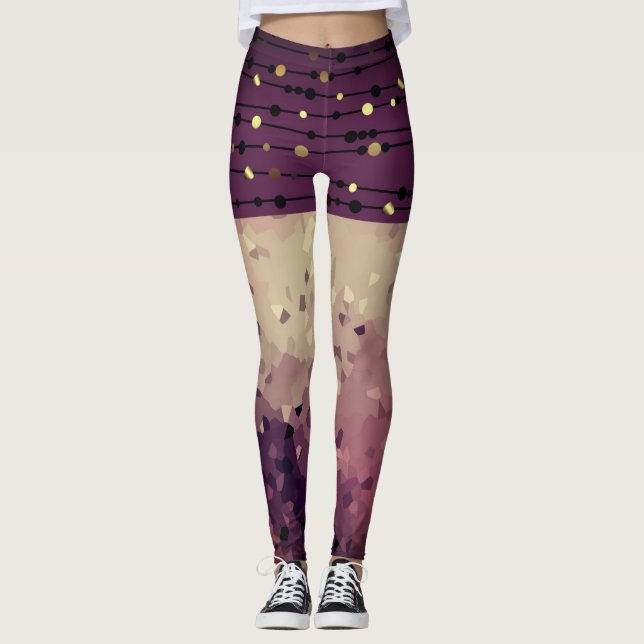 Abstract, brown, pink, pink-brown leggings (Front)