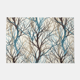 Abstract brown teal branches doormat