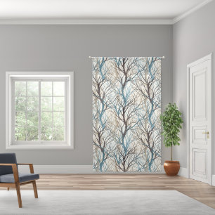 Abstract brown teal tree branches sheer curtains