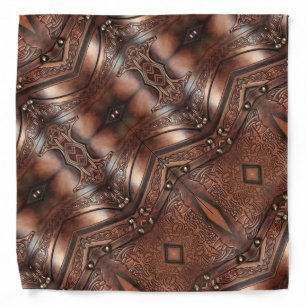 abstract brown Viking armor leather print Bandana