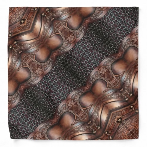 abstract brown Viking armor leather print Bandana