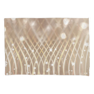 Abstract Brown, Waves Stars Background. Pillow Case