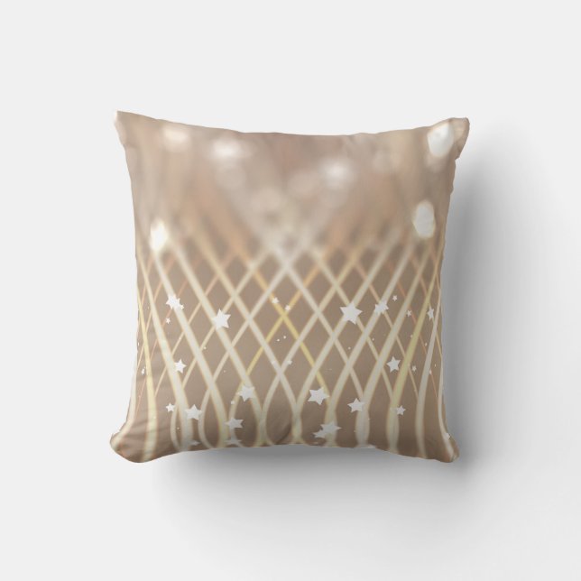 Abstract Brown, Waves Stars Background. Throw Pillow (Front)