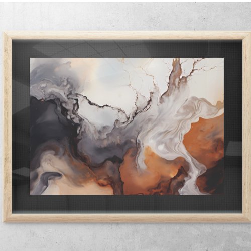 Abstract Browns Fluid marble art  Poster