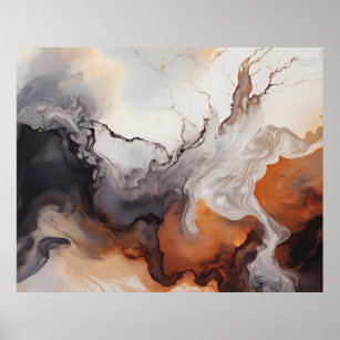 Abstract Browns Fluid marble art  Poster