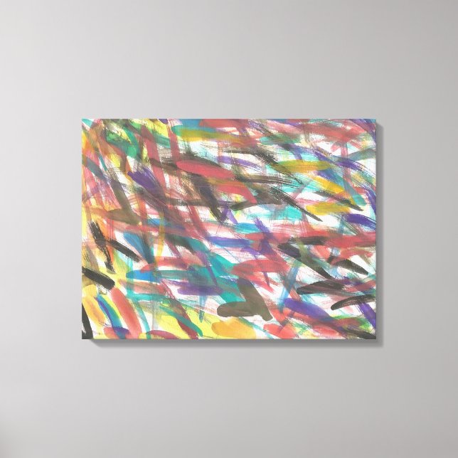 Abstract Brush Marks Colorful Canvas Print (Front)
