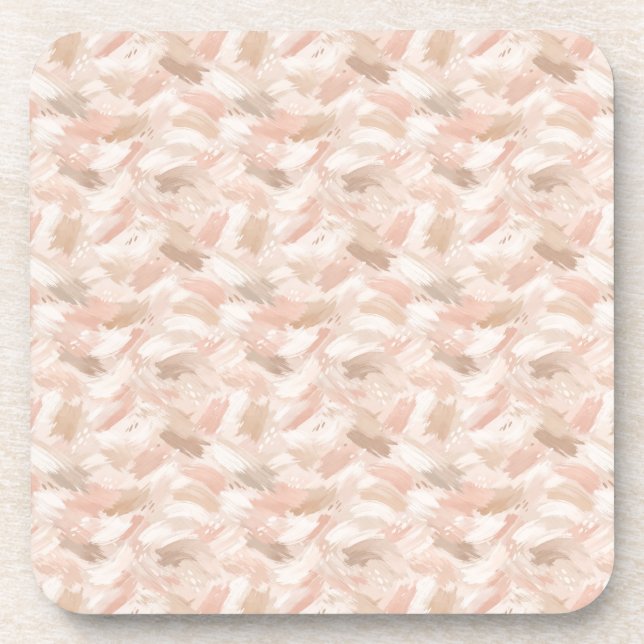 Abstract Brush Stroke Pattern Beverage Coaster (Front)