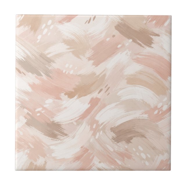 Abstract Brush Stroke Pattern Ceramic Tile (Front)