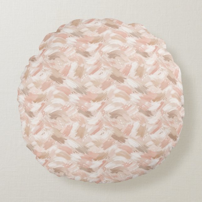 Abstract Brush Stroke Pattern Round Pillow (Front)
