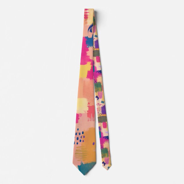 Abstract Brush Stroke Seamless Pattern Neck Tie (Front)