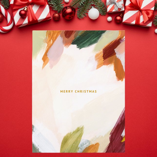 Abstract Brush Strokes Christmas Holiday Postcard (Creator Uploaded)