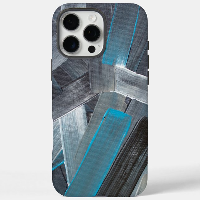 Abstract Brush Strokes in Blue, Gray, and Black Case-Mate iPhone Case (Back)