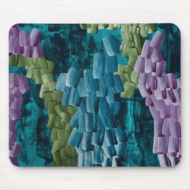 Abstract Brush Strokes in Blue, Green, and Purple Mouse Pad (Front)