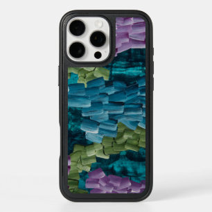 Abstract Brush Strokes in Blue, Green, and Purple iPhone 16 Pro Max Case