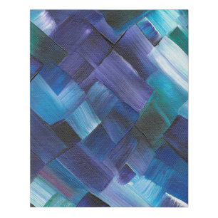 Abstract Brush Strokes in Blue, Teal, and Purple Faux Canvas Print
