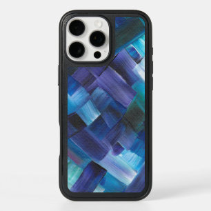 Abstract Brush Strokes in Blue, Teal, and Purple iPhone 16 Pro Max Case
