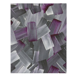 Abstract Brush Strokes in Purple, Black, and Gray Faux Canvas Print