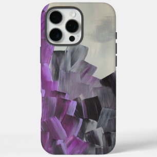 Abstract Brush Strokes in Purple, Gray, and Black iPhone 16 Pro Max Case