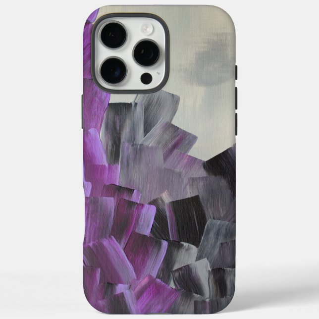 Abstract Brush Strokes in Purple, Gray, and Black Case-Mate iPhone Case (Back)