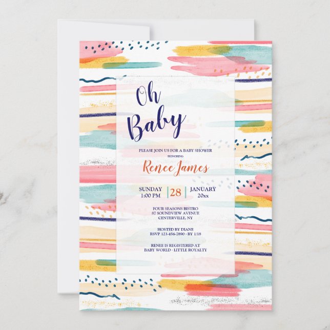 Abstract Brush Strokes Invitation (Front)