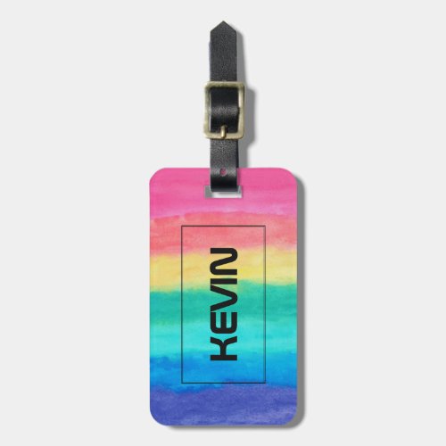 Abstract Brush Strokes Pink Blue_Green Yellow Luggage Tag