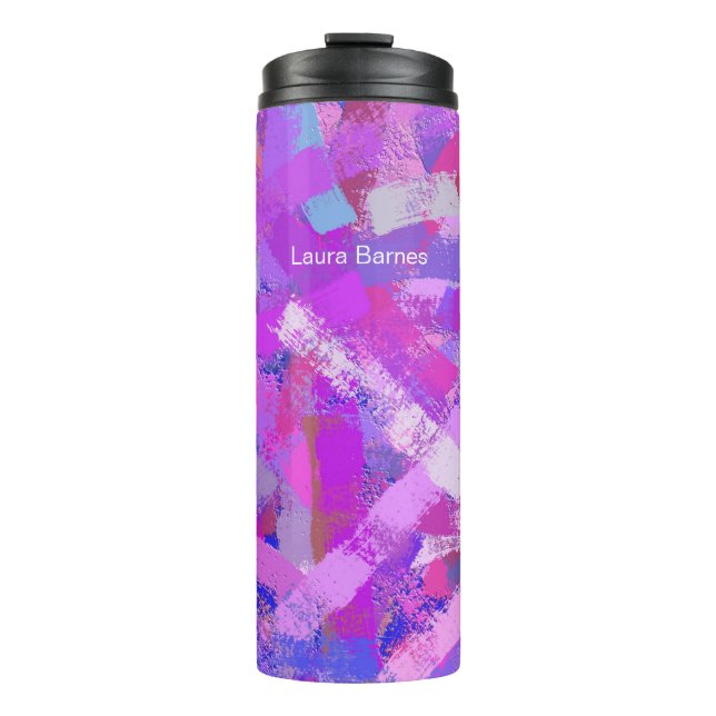 Abstract Brush strokes Pink Violet Thermal Tumbler (Front)