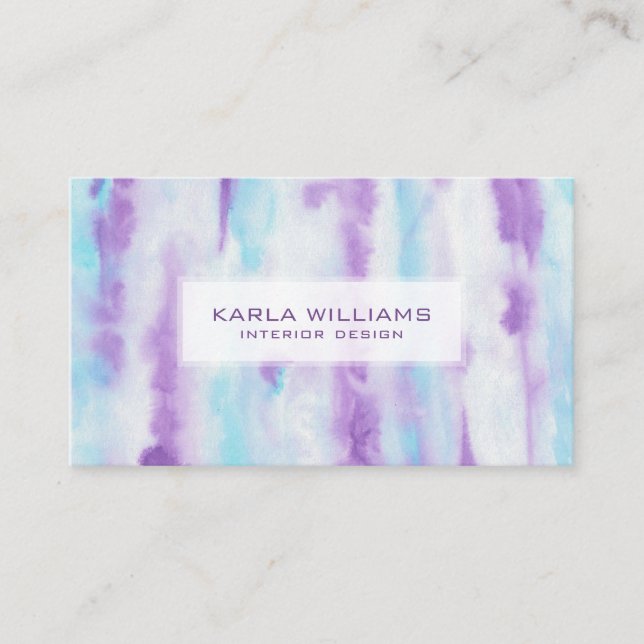 Abstract Brush Strokes Purple Blue & White Business Card (Front)