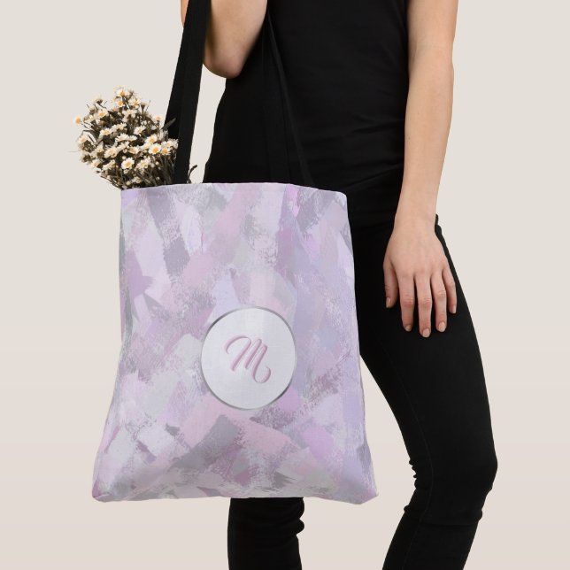 Abstract brush strokes texture. Monogram. Tote Bag (Close Up)