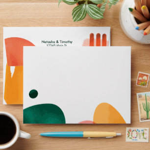 Abstract Brush Strokes Wedding Envelope